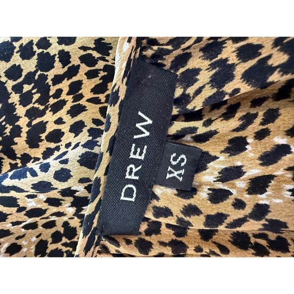 Drew Anthropologie Silk Animal Print Top Leopard XS - Picture 5 of 6